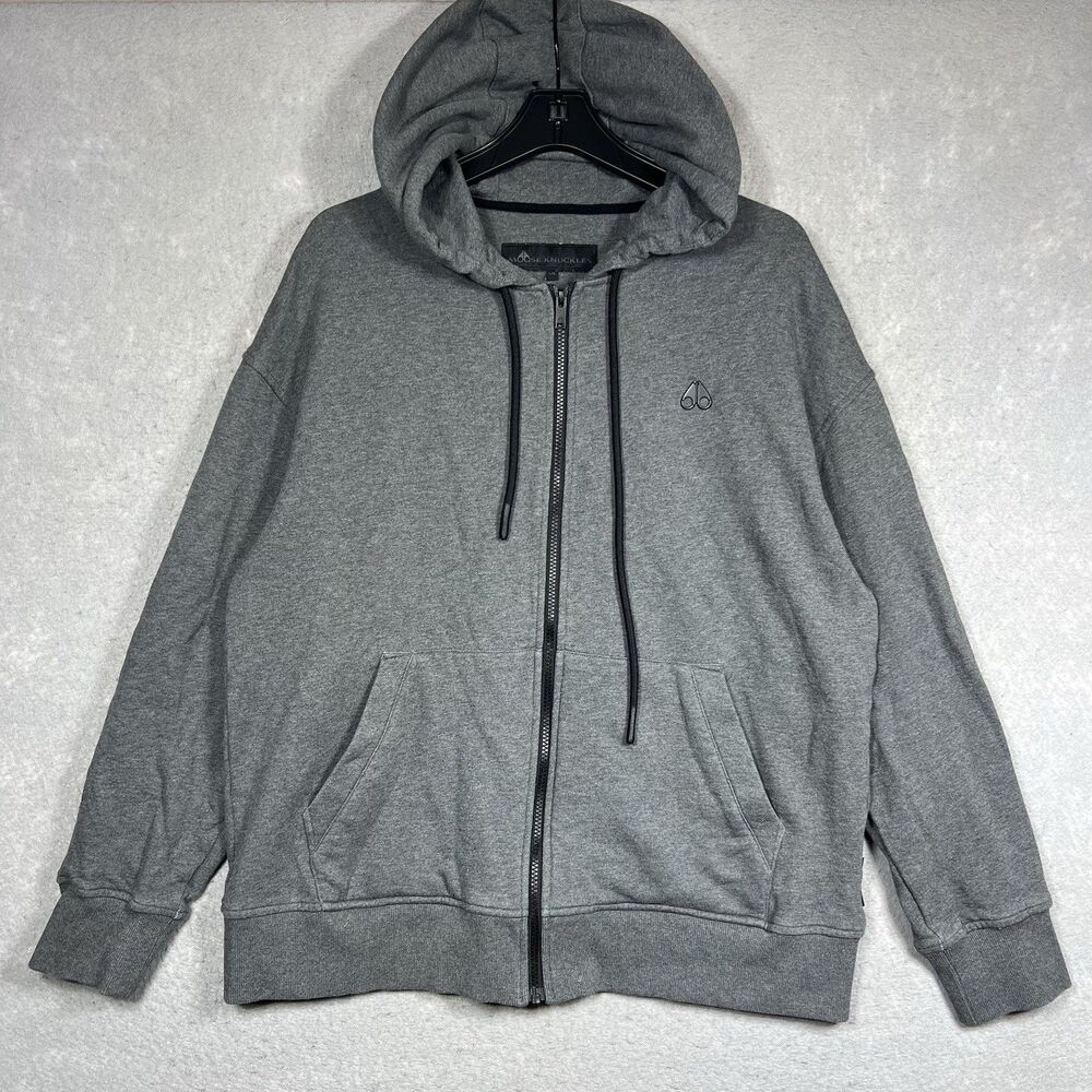 Moose Knuckles Gerritson French Terry Zip Up Hoodie Long Sleeve Men’s Large Gray